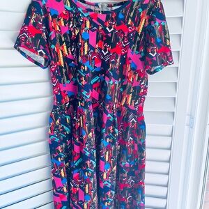 Lularoe Amelia Colorful Geometric Print Dress 3XL